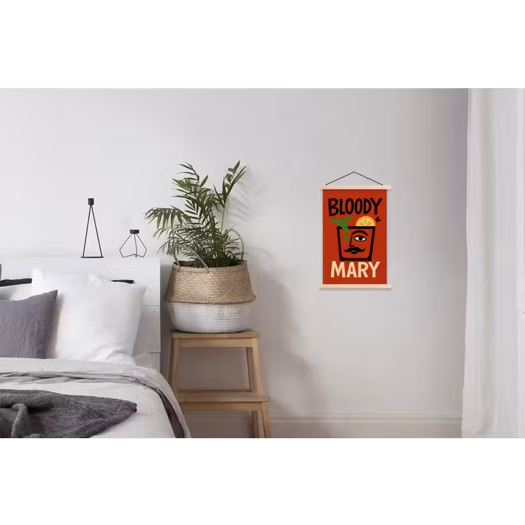 Cocktail - Art - Rood textielposter latten blank klein -woonkamer