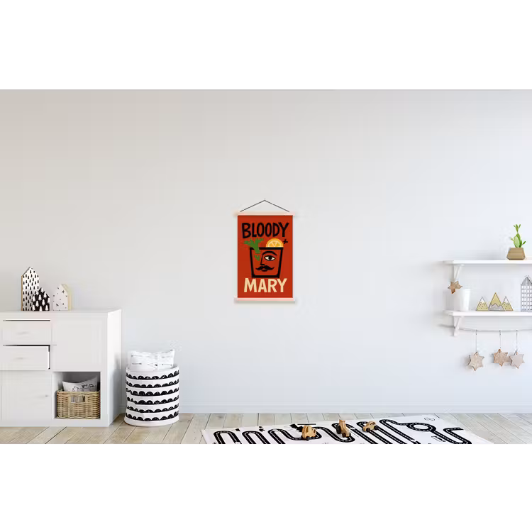 Cocktail - Art - Rood textielposter latten blank klein -kinderkamer