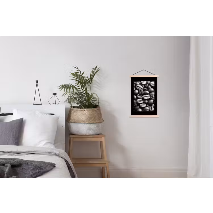 Koffiebonen - Zwart - Vintage textielposter latten blank klein -woonkamer