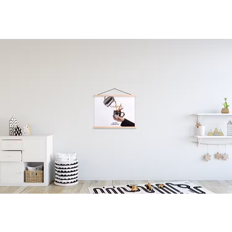Koffie - Mok - Kan - Therapie textielposter latten blank klein -kinderkamer
