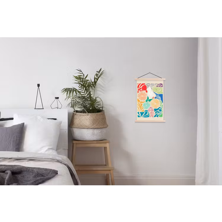 Kleurrijk - Abstract - Bloemen - Patronen textielposter latten blank klein -woonkamer