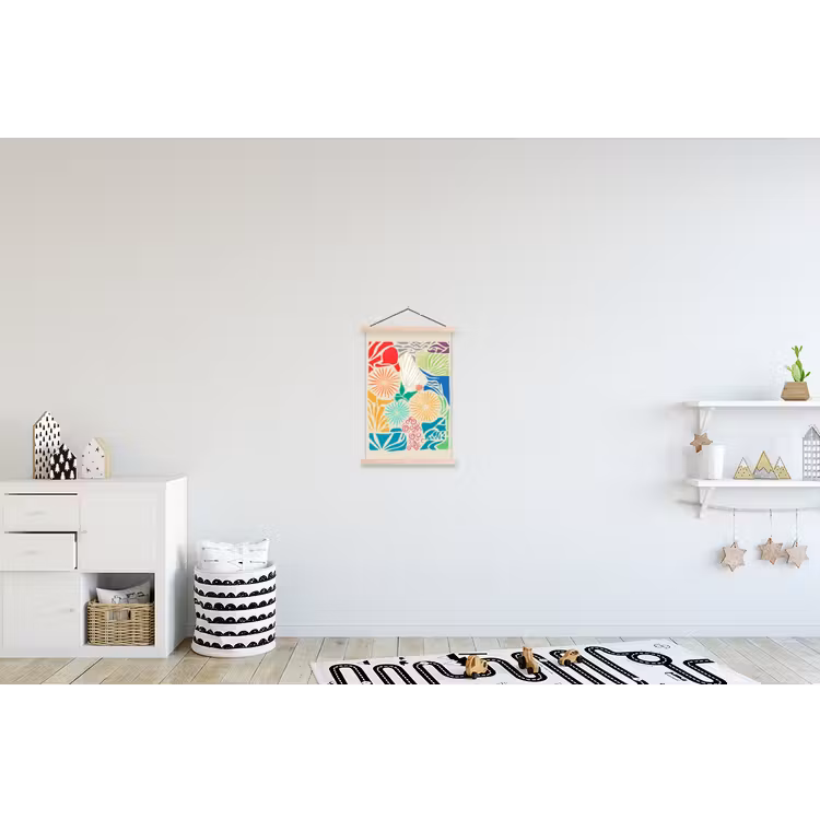 Kleurrijk - Abstract - Bloemen - Patronen textielposter latten blank klein -kinderkamer