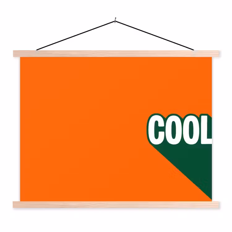 Cool - Oranje - Groen textielposter latten blank klein -3d