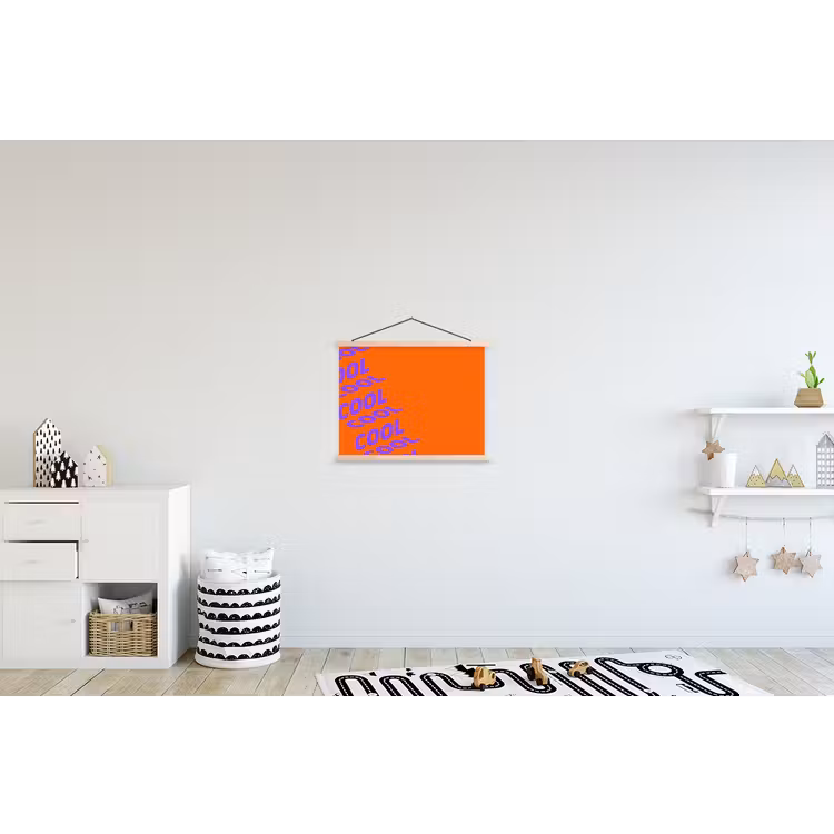 Cool - Paars - Oranje textielposter latten blank klein -kinderkamer