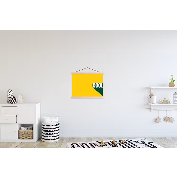 Cool - Geel - Groen textielposter latten blank klein -kinderkamer