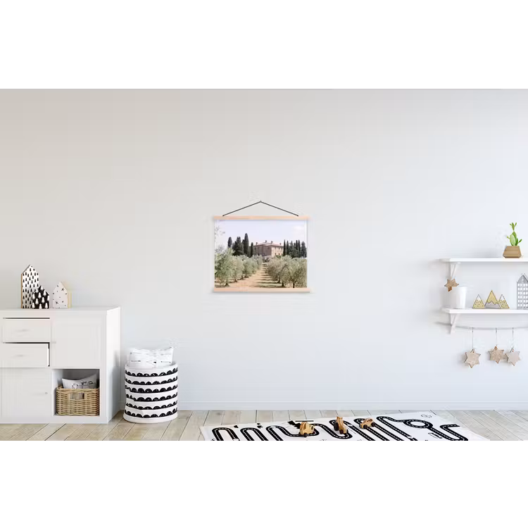 Hanging Poster - Country house - olive tree - orchard - Landhuis - olijfboom - gaard textielposter latten blank klein