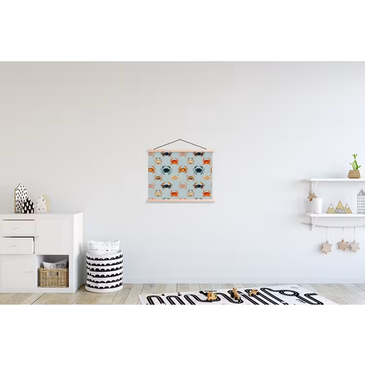 Krabben - Speels - Kleurrijk textielposter latten blank klein 122 -kinderkamer