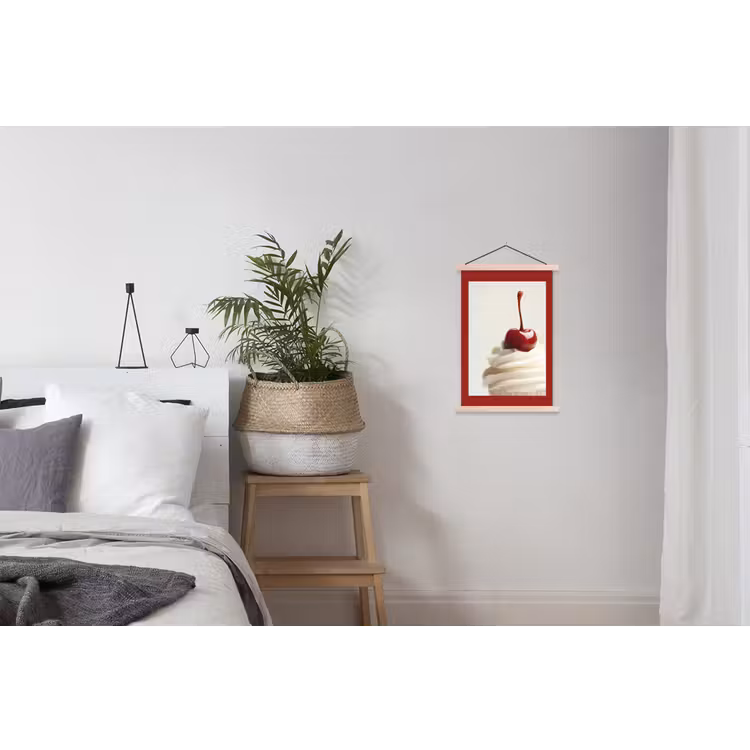 Cupcake - Kers - Rood textielposter latten blank klein -woonkamer