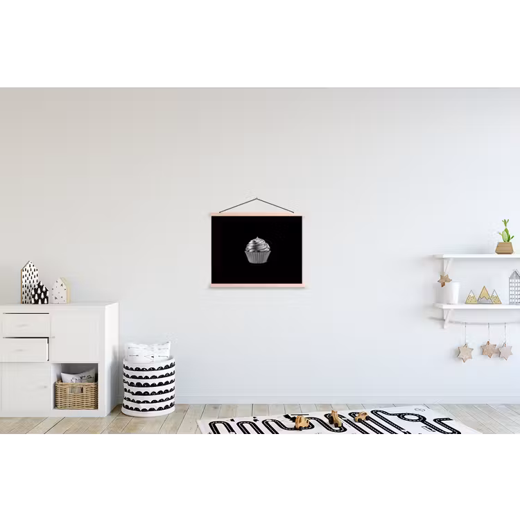 Cupcake - Luxueus - Zilver textielposter latten blank klein -kinderkamer