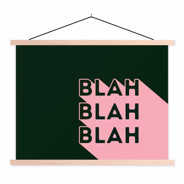 Donkergroen - Tekst - Schaduw - Grafisch textielposter latten blank klein -3d