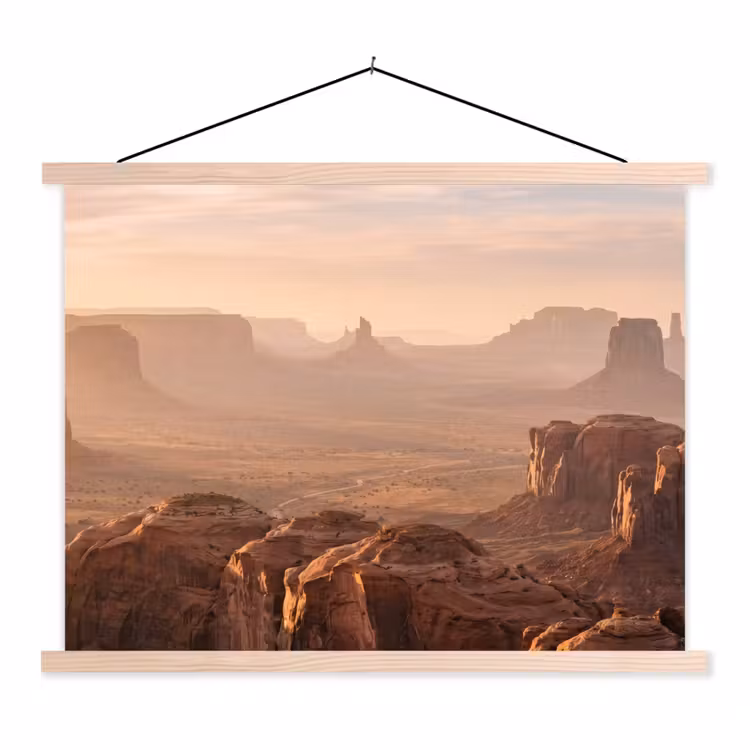 Woestijn - Landschap - Natuur textielposter latten blank klein -3d