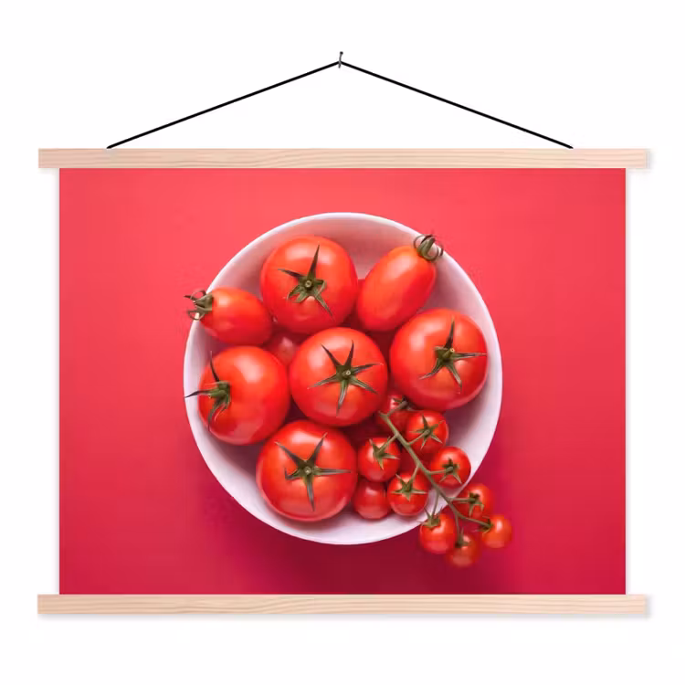 Hanging Poster - Dinner Plate - Red - Eten - Kom - Rood textielposter latten blank klein