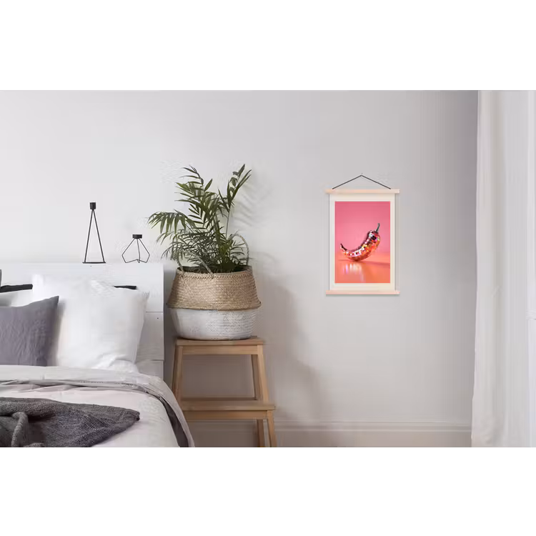 Disco - Peper - Roze textielposter latten blank klein -woonkamer