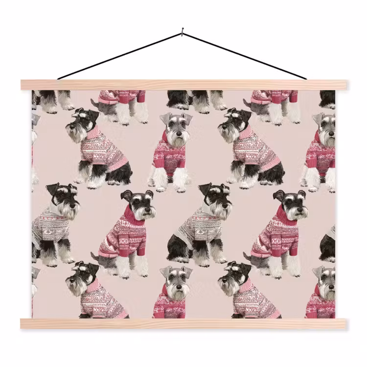 Honden - Truien - Rood textielposter latten blank klein 122 -3d