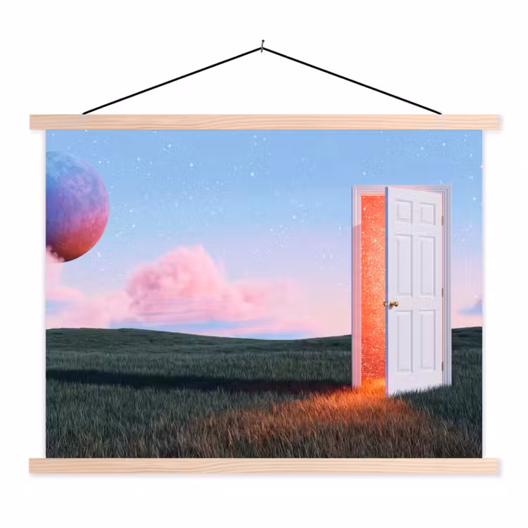 Hanging Poster - Door - Fantasy - Space - Deur - Fantasie - Ruimte textielposter latten blank klein