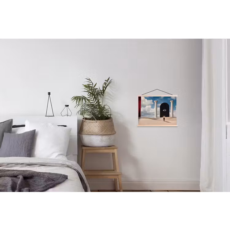 Hanging Poster - Dream - Desert - Eye - Droom - Woestijn - Oog textielposter latten blank klein