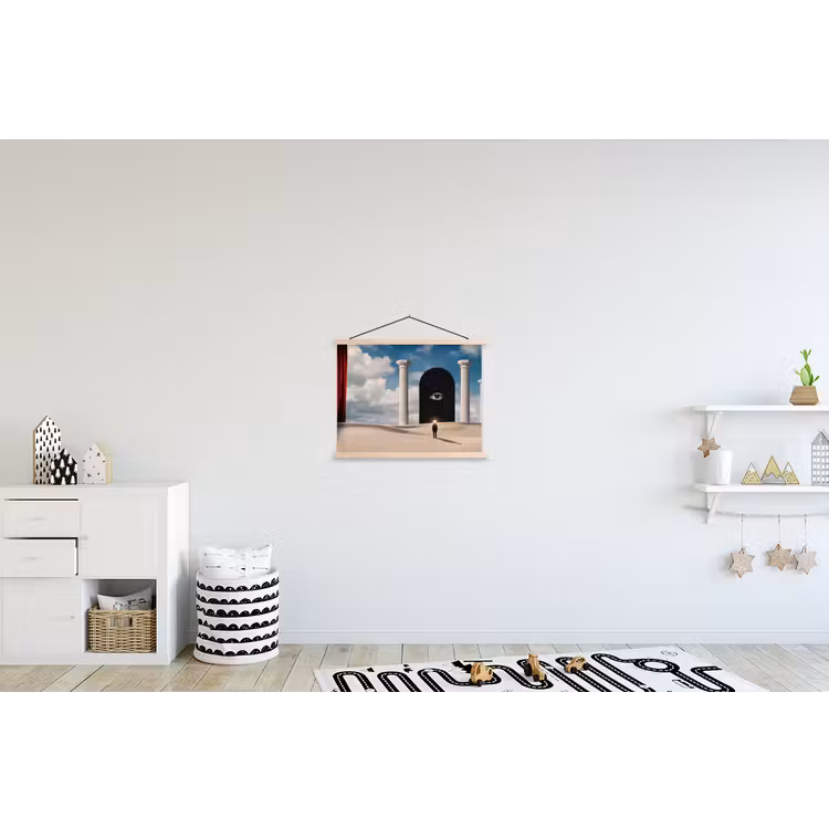 Hanging Poster - Dream - Desert - Eye - Droom - Woestijn - Oog textielposter latten blank klein