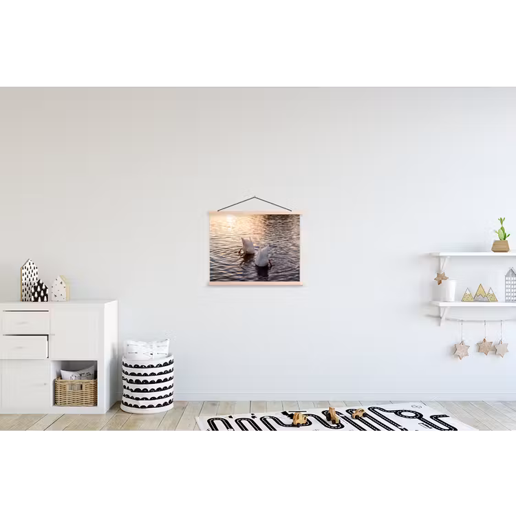 Eenden - Water - Natuur textielposter latten blank klein -kinderkamer