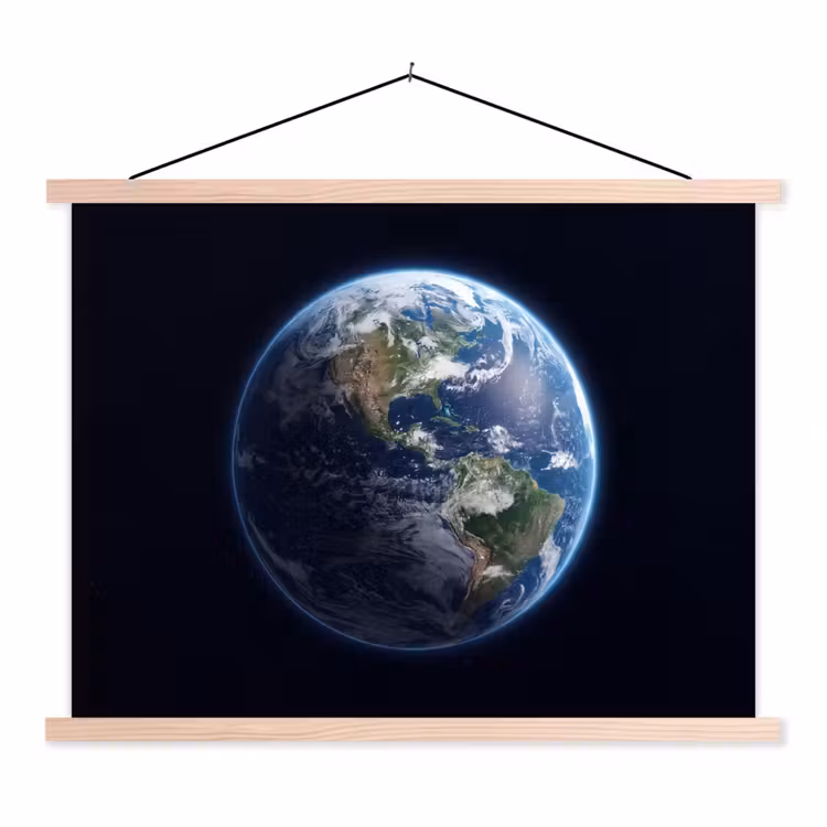 Hanging Poster - Earth - Space - Cosmos - Aarde - Ruimte - Kosmos textielposter latten blank klein