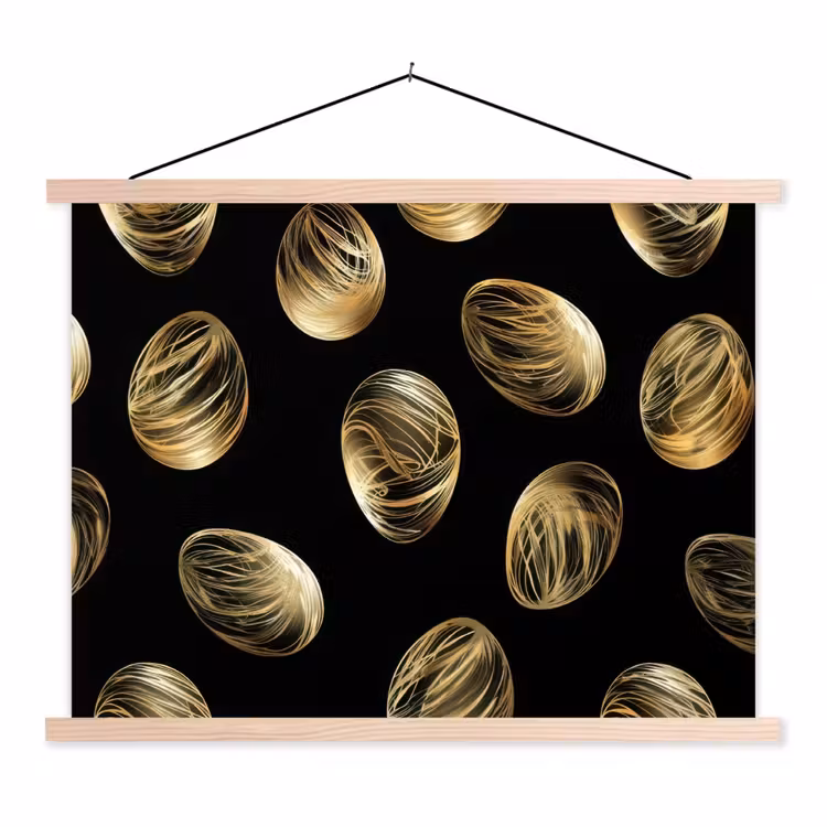 Eieren - Goud - Patroon textielposter latten blank klein -3d