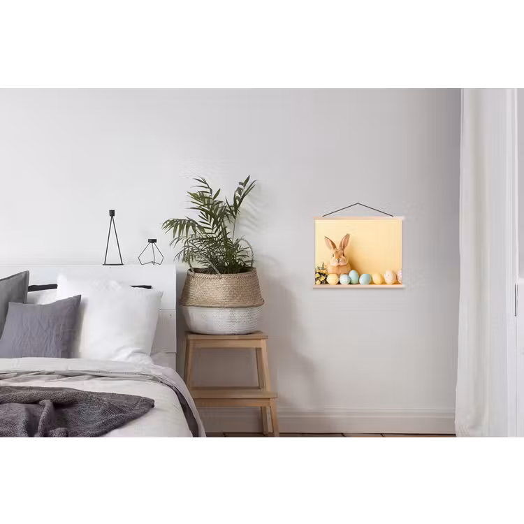 Eieren - Konijn - Pasteltinten textielposter latten blank klein -woonkamer