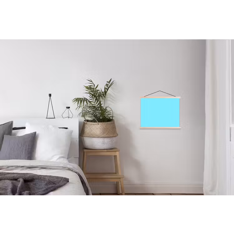 Electric - Cyan - Blauw textielposter latten blank klein 122 -woonkamer