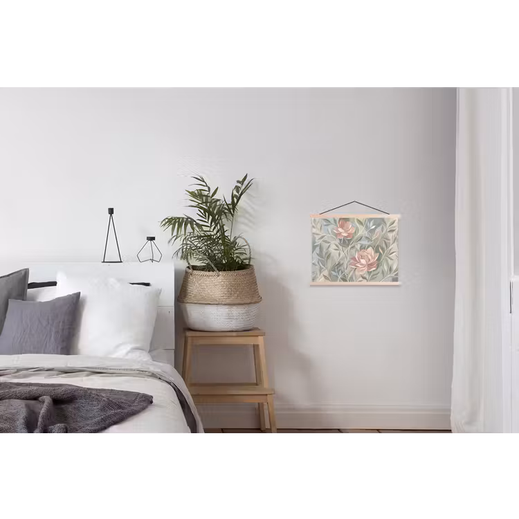 Elegant - Romantiek - Roze textielposter latten blank klein -woonkamer