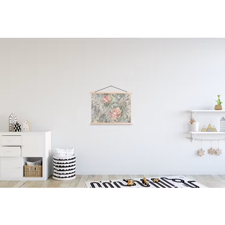 Elegant - Romantiek - Roze textielposter latten blank klein -kinderkamer