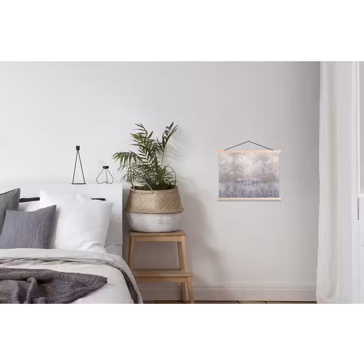 Olifant - Familie - Jungle - Illustratie - Grijs textielposter latten blank klein -woonkamer
