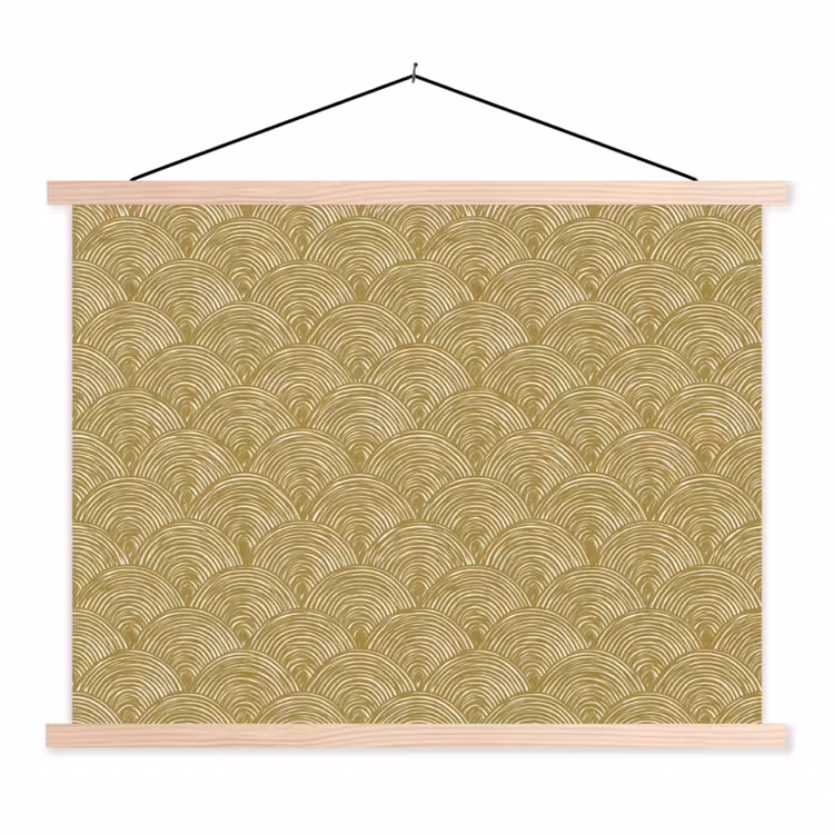 Waaier - Geometrisch - Groen textielposter latten blank klein 122 -3d
