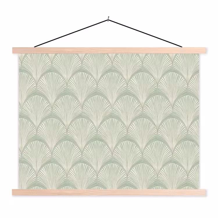 Waaiers - Patroon - Groen textielposter latten blank klein 122 -3d