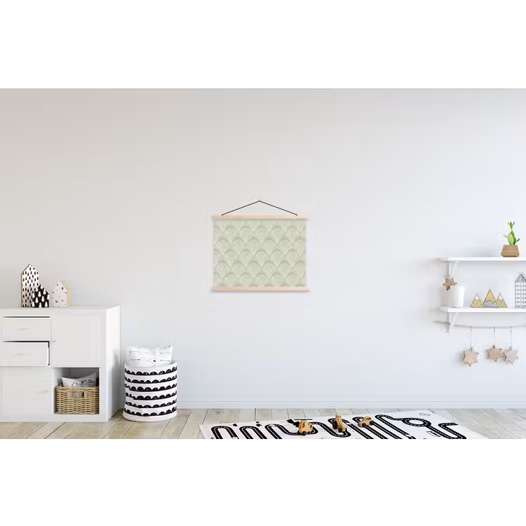 Waaiers - Patroon - Groen textielposter latten blank klein 122 -kinderkamer