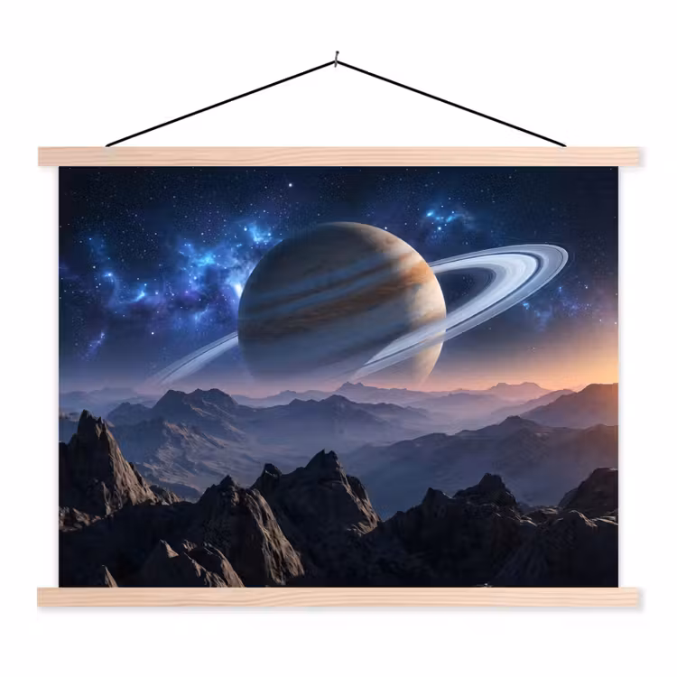 Fantasy - Kosmos - Landschap textielposter latten blank klein -3d