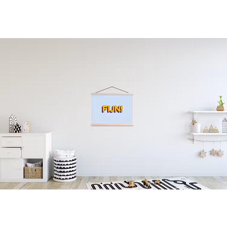 Fijn - Geel - Oranje textielposter latten blank klein -kinderkamer