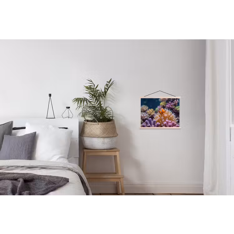 Vis - Koraal - Onderwater - Oranje - Dieren textielposter latten blank klein -woonkamer