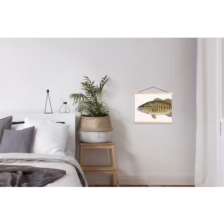Vissen - Natuur - Vintage textielposter latten blank klein -woonkamer