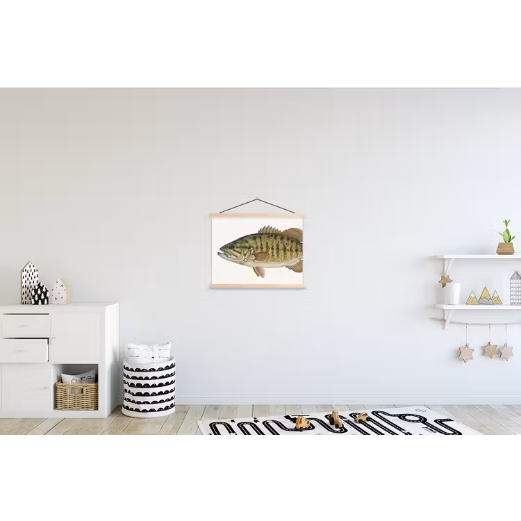 Vissen - Natuur - Vintage textielposter latten blank klein -kinderkamer