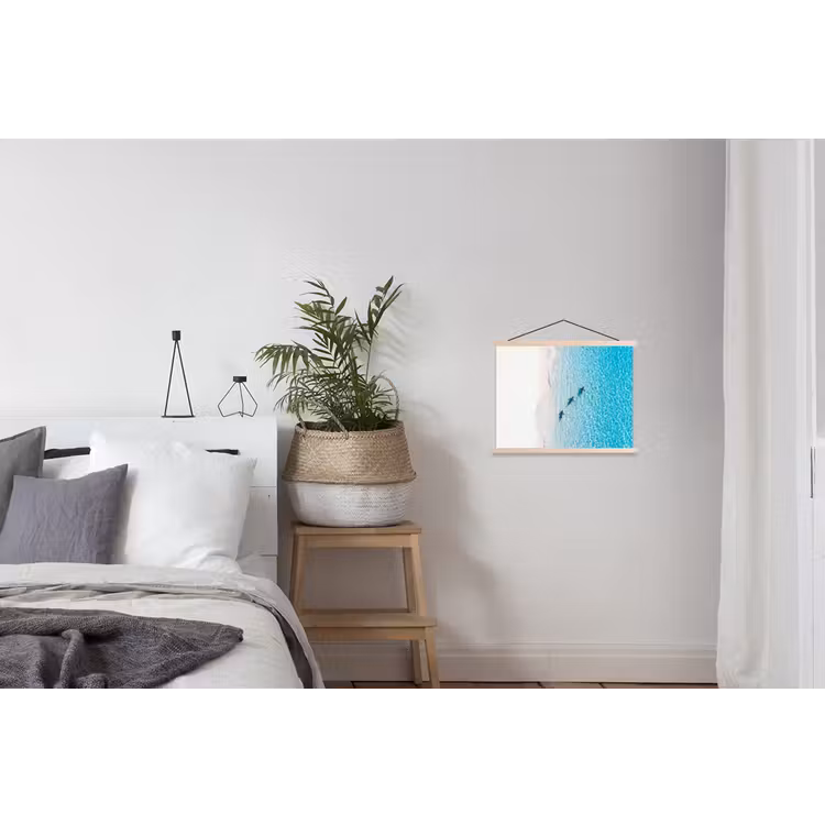Vis - Oceaan - Strand - Turquoise - Natuur textielposter latten blank klein -woonkamer