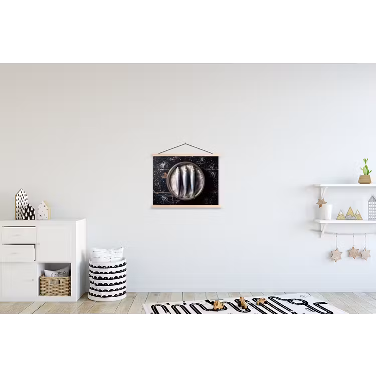 Hanging Poster - Fish - Salt - Food - Vis - Zout - Eten textielposter latten blank klein