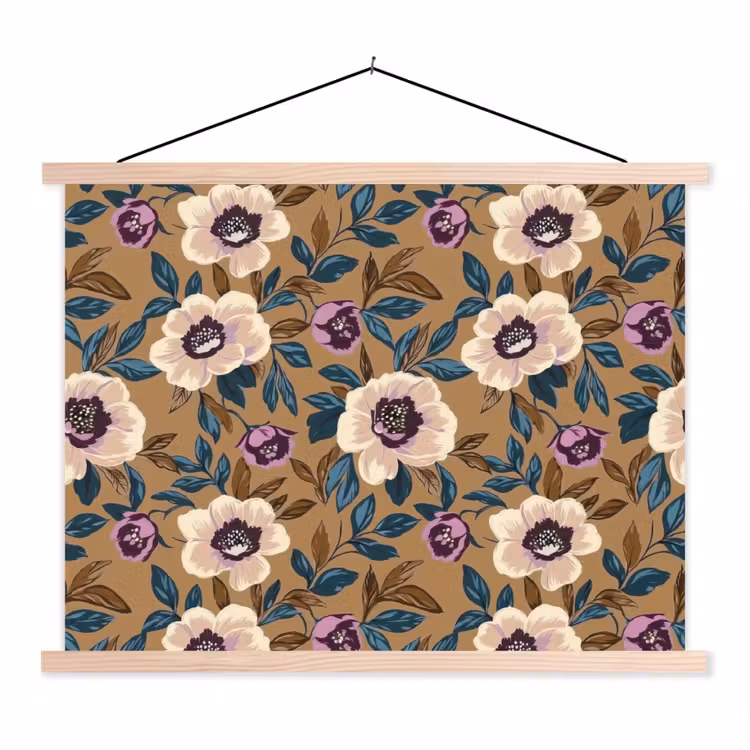 Floraal - Stilleven - Kleurrijk textielposter latten blank klein 122 -3d