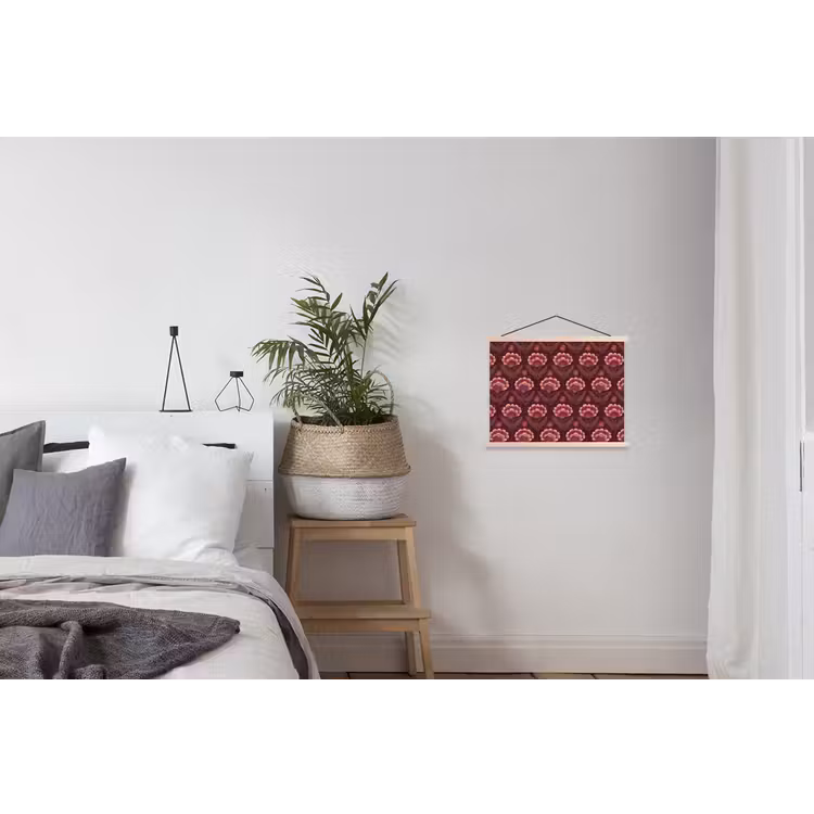 Bloemen - Waaier - Paars textielposter latten blank klein 122 -woonkamer