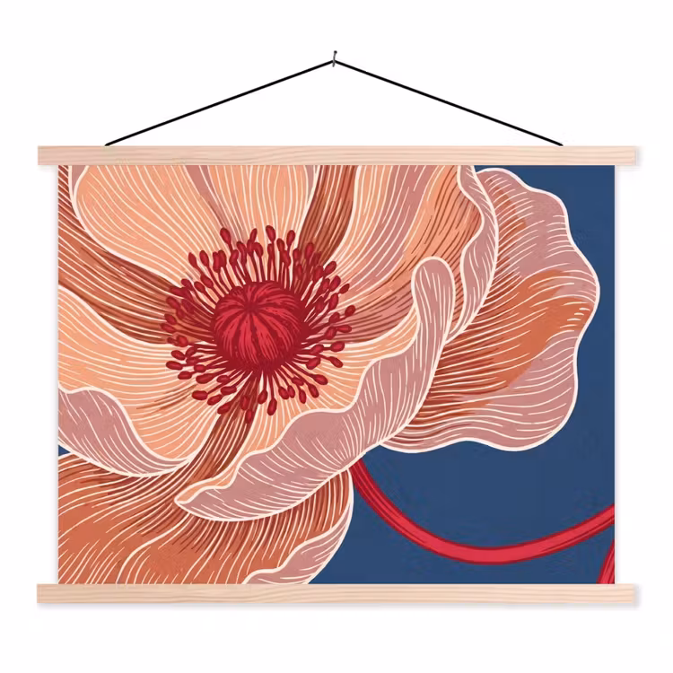 Hanging Poster - Flowers - Modern - Abstract - Bloemen - Modern - Abstract textielposter latten blank klein