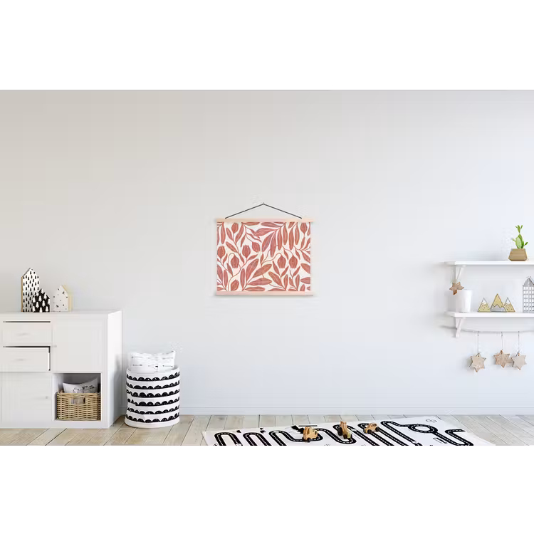 Bloemen - Patroon - Modern - Natuur - Bruin textielposter latten blank klein -kinderkamer