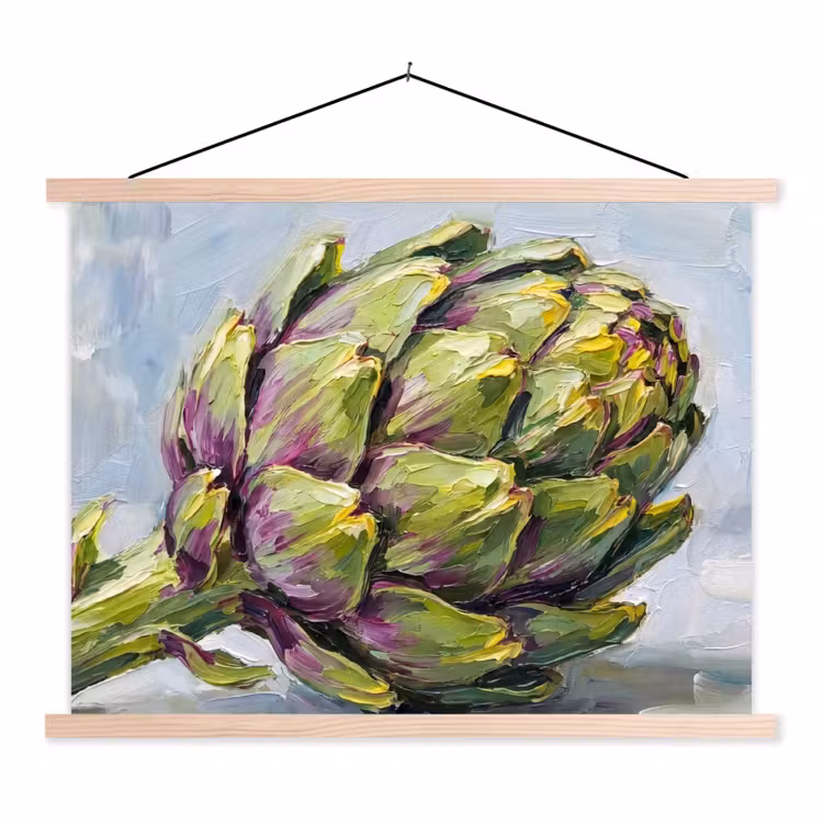 Hanging Poster - Food - Artichoke - Modern - Eten - Artisjok - Modern textielposter latten blank klein