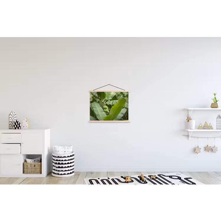 Eten - Bananen - Plantage - Groen textielposter latten blank klein -kinderkamer