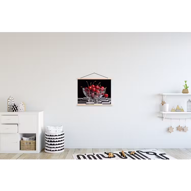 Hanging Poster - Food - Cherries - Red - Eten - Kersen - Rood textielposter latten blank klein