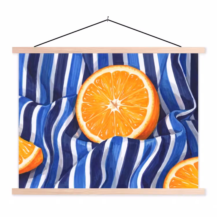 Hanging Poster - Food - Fruit - Orange - Eten - Fruit - Oranje textielposter latten blank klein