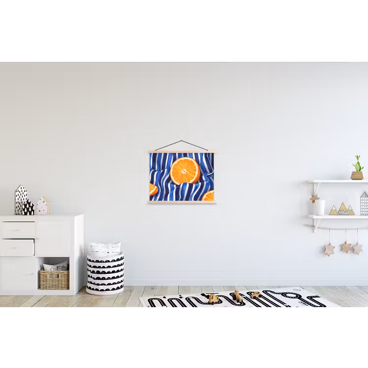 Hanging Poster - Food - Fruit - Orange - Eten - Fruit - Oranje textielposter latten blank klein
