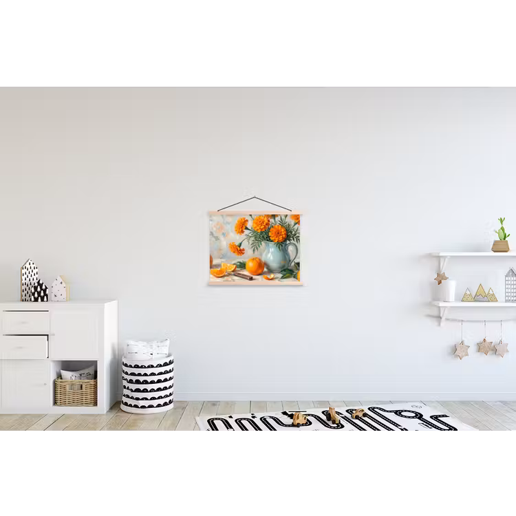 Hanging Poster - Food - Orange - Art - Eten - Oranje - Kunst textielposter latten blank klein