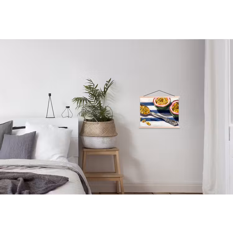 Eten - Passievrucht - Tropisch - Modern - Kleurrijk textielposter latten blank klein -woonkamer